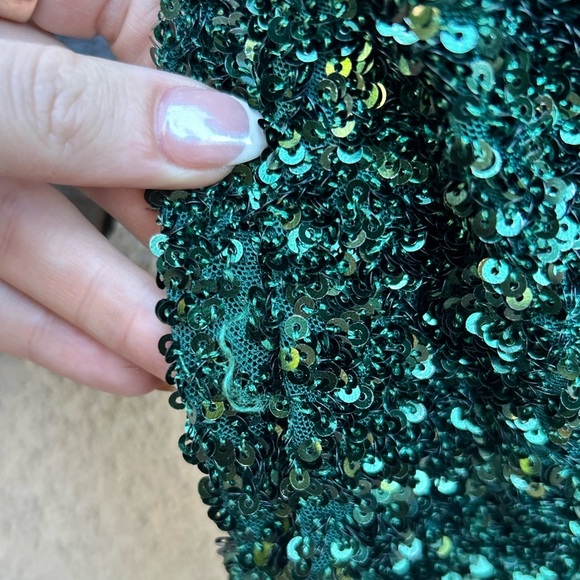 Alice + Olivia COLEY SEQUIN MINI DRESS in Forest Green New with Tags! - Picture 9 of 10